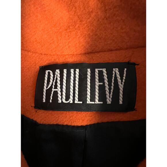 Large COAT Vintage Y2K 100% Wool Toggle Orange Pumpkin Spice Schoolgirl Hooded - Picture 7 of 8